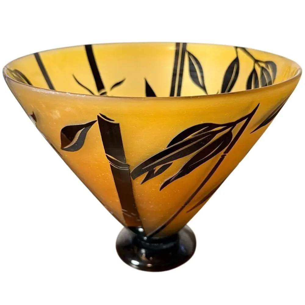 Steven Correia Art Glass Bowl Limited Edition Signed Numbered Bamboo 46/500